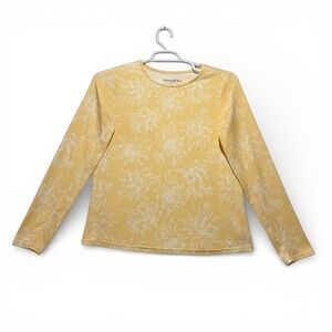 Hang Ten Womens Size M UV Protection UPF 50+ Long Sleeve Floral Sun Shirt Yellow